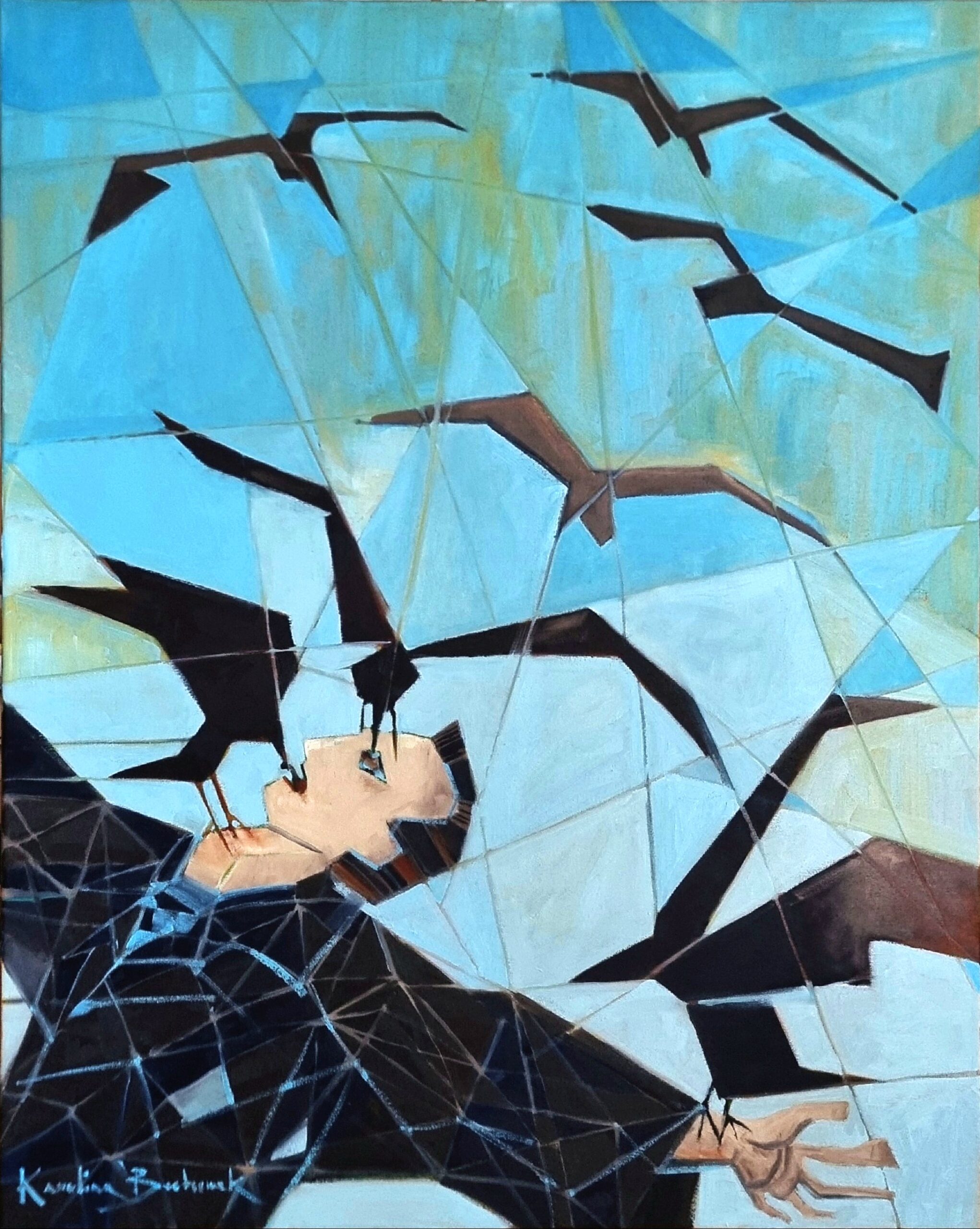 Oil painting by Karolina Bochenek: The Crows Court